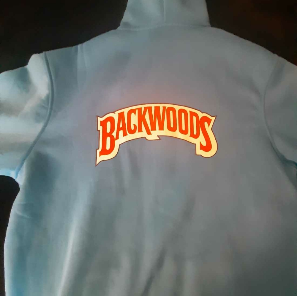 BACKWOODS HOODY! L /BABY BLUE/RED